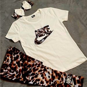 White & brown Nike outfit for girl multiple sizes in stock